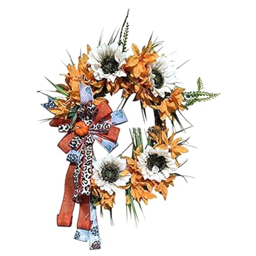 Hlennotor Bauernhaus Herbst Kranz Herbst Kranz für die Haustür - Rustikale Kürbisblumen Hängende Kunstdekoration - Herbst Weihnachtsernte von Hlennotor