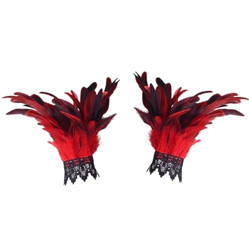 Hlennotor Frauen Federmanschette Accessoires Festival Show Tanz Featherbrazelett Fell Weiche Federschreiber Handgelenk Manschetten Frauen Feathercuffs Fell A von Hlennotor