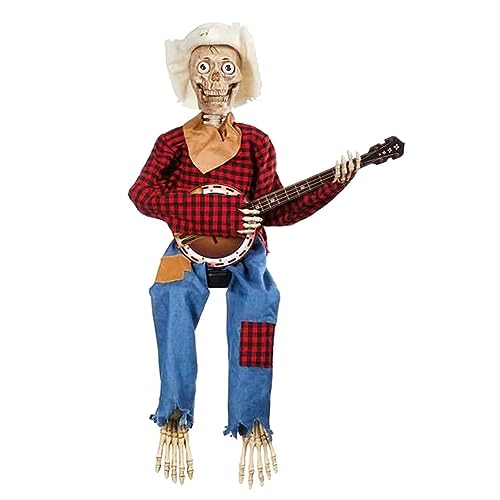 Hlennotor Gruselig mit LED-, Halloween Fiddler Skelett-Verzierungen, Gruselige Hängende Halloween-Dekorationsfigur, Wiederverwendbar, Einfach zu Bedienen, Rot von Hlennotor