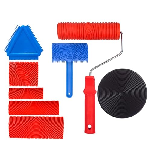 Hlennotor Gummi-Holzmaserungs-Werkzeug-Set, Textur, DIY-Farbroller-Pinsel-Muster für Garten-Malwerkzeuge von Hlennotor