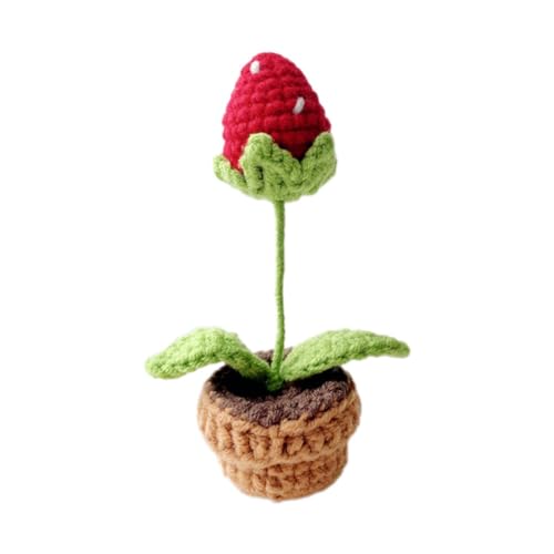 Hlennotor Handgestrickte Blumen im Topf, Gehäkelt, Künstliche Pflanzen, Fertig Gewebt, Geschenk, Tischdekoration, 1 Stück C von Hlennotor