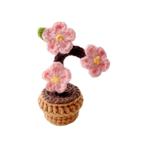 Hlennotor Handgestrickte Blumen im Topf, Gehäkelte Künstliche Pflanzen, Fertig Gewebt, Geschenk, Tischdekoration, 1 Stück D von Hlennotor