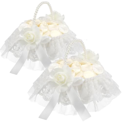 Hlennotor Hochzeitsblumendekorationsblumen-Mädchen Korb Set Aus 2-Leg- und Perlendesign für Romantische Nachtpartys von Hlennotor
