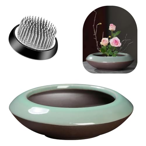 Hlennotor Ikebana-Set Aus Keramikblumenfrosch-Vase für die Anzeige Von Moos- und Hydrokulturpflanzen Geschenk C von Hlennotor