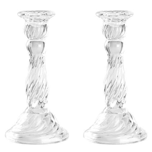 Hlennotor Kerzenhalter Aus Glas, Spitzkerzenhalter, Kandelaber für Tisch, Hochzeit, Feier, Tafelaufsatz, Spitzkerzenhalter B 16,5 X 8,5 cm von Hlennotor