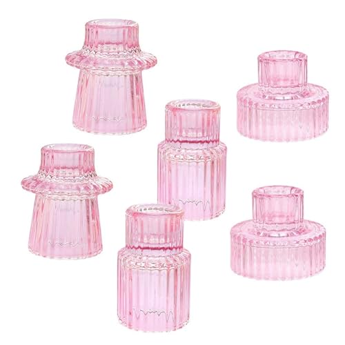 Hlennotor Kerzenhalter-Set mit 6 Stück, Kerzenhalter für Spitzkerzenhalter, Rosa, Langlebig, Einfache Installation von Hlennotor