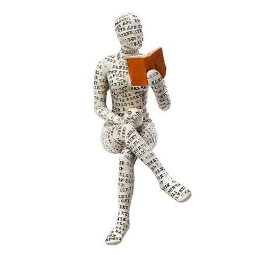 Hlennotor Lesende Figur Zellstoff Lesende Bücherregal Lesende Skulptur Ornament für Wohnzimmer Bücherregal (02) Einfache Installation von Hlennotor