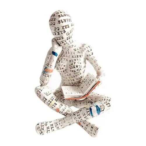 Hlennotor Lesende Figur Zellstoff Lesende Bücherregal Lesende Skulptur Ornament für Wohnzimmer Bücherregal (07) Einfache Installation von Hlennotor
