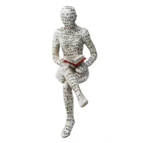Hlennotor Lesende Figur Zellstoff Lesendes Bücherregal Lesende Skulptur Ornament für Wohnzimmer Bücherregal (05) Langlebig von Hlennotor
