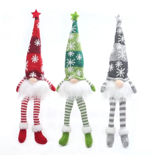 Hlennotor Leuchtender Zwerg, Weihnachtsdekoration, Gesichtslose Puppe, Nachtlicht, Zuhause, Navidad Natal, Grauer, Gr¨¹ner und Roter Stoff, 35 cm, 2024 Neujahr, Kinder von Hlennotor