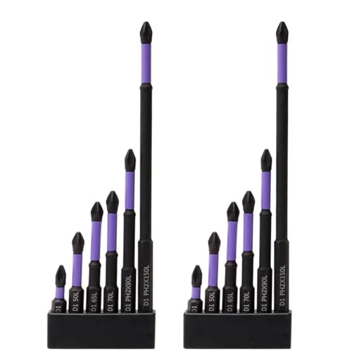 Hlennotor Magnet-Schraubendreher-Bit-Set, 12-Teilig, Magnetische Bits, Bohrer, D1-Legierter Stahl, Schlagfest und Rutschfest, Gezahntes Bit-Set von Hlennotor