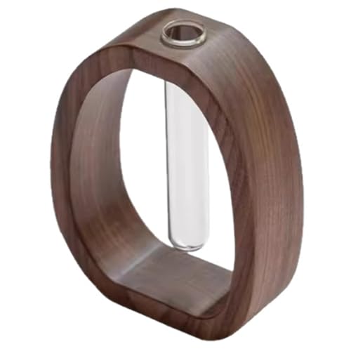 Hlennotor Massive Holzrahmen Glassestrohr Vase Desk Hydroponische Anlage Verbessert die Umgebung für die Heim- und Büro von Hlennotor