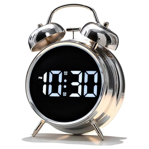 Hlennotor Metallglocken für, Große Zahlen Display mit Hintergrundbeleuchtung, Kleine Digitale Nachtuhr für Schlafzimmer Silbrig Hlennotor Metallglocken für, Große Zahlen Display mit Hintergrundbeleuchtung, Kleine Digitale Nachtuhr für Schlafzimmer Silbrig von Hlennotor