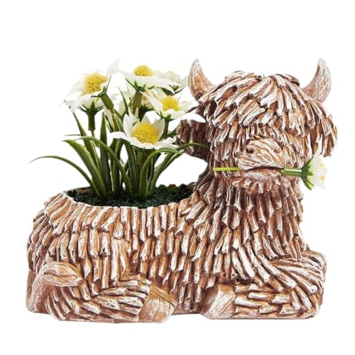 Hlennotor Plateau-Blumentopf in Rinderform, Blumentopf für die Dekoration zu Hause und im Garten, Einweihungsgeschenk für Kuhliebhaber, Plateau-Blumentopf in Rinderform, Einfach zu Verwenden von Hlennotor