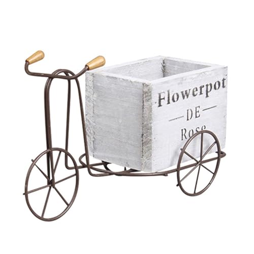 Hlennotor Retro Blumentopf, Hölzernes Fahrrad-Förmiges Sukkulenten-Pflanzgefäß Aus Eisenkunst, Blumenständer für Zuhause, Garten und Hofdekoration, Robuste Feinarbeit von Hlennotor