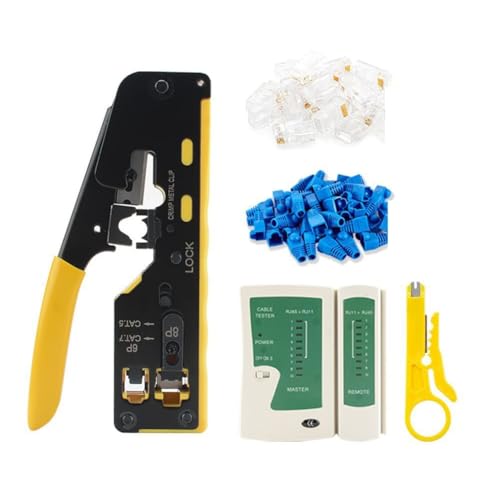 Hlennotor Rj45 Rj12 Rj11 Durchgangs-Crimpzange Cat7 Cat6 Cat6A Cat5 Cat5e Abisolier-Crimpwerkzeug mit 8P/6P Ethernet-Anschluss von Hlennotor