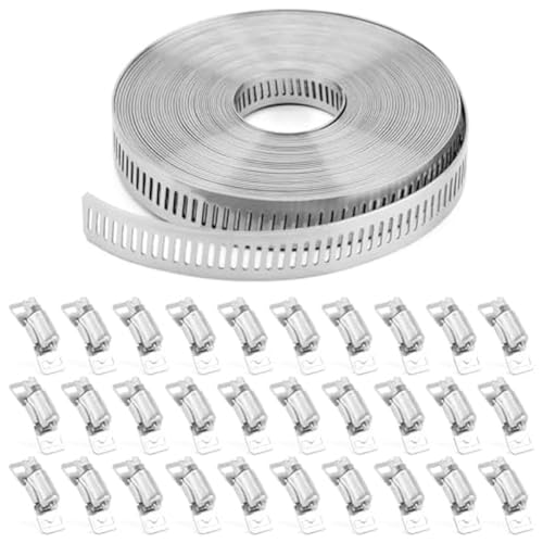 Hlennotor Schlauchschellen-Set mit Edelstahlband, 30 Befestigungselementen und Einstellbaren Schneckengetrieben von Hlennotor