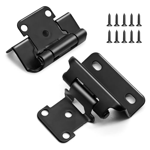 Hlennotor Schwarze Schrankscharniere, Schrankscharniere Aus Kaltgewalztem Stahl, 4 Paar (8 Stück), Selbstschließende Schwarze Scharniere für Variable Küche, 8 Stück von Hlennotor