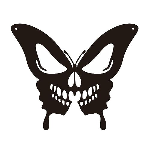 Hlennotor Totenkopf Schmetterling Metall Wandkunst Wandbehang Plaketten Ornament Wandskulptur Schild für Innen- und Außenbereich Zuhause C von Hlennotor