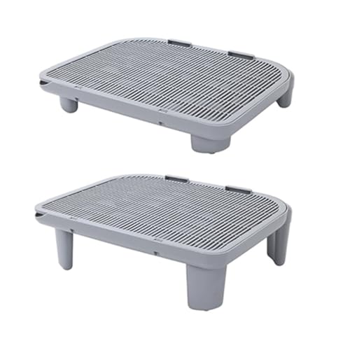 Hlennotor Verstellbare Katzenrampe f¨¹r Katzentoiletten, Erh?hte Katzentoilettenrampe f¨¹r Katzentoiletten, Doppellagiger Streuf?nger von Hlennotor