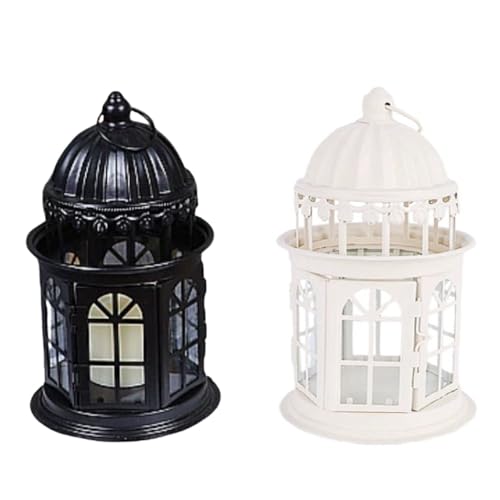 Hlennotor Vintage-Kerzenhalter, Windlampe für Den Hofboden im Freien, Hochzeitslaternen-Ornament, Schloss-Kerzenhalter Ohne Kerze, Einfache Installation, Einfach zu Bedienen von Hlennotor