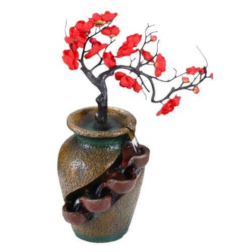 Hlennotor Wasserfallvase f¨¹r Den Innenbereich, Simuliert Dekorativen, f¨¹r Den Schreibtisch, Kleiner Steingarten, Gl¨¹cksbringer, Wohnzimmer, Schreibtischdekoration, EU-Stecker von Hlennotor
