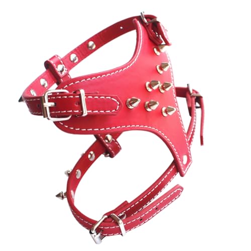 Hlennotor Welpen-Hundegeschirr Aus Leder mit Spikes und Nieten, Weste f¨¹r Hunde Kleiner Rassen, Hundegeschirr, Hundeleine, 1 St¨¹ck, Rot Hlennotor Welpen-Hundegeschirr Aus Leder mit Spikes und Nieten, Weste f¨¹r Hunde Kleiner Rassen, Hundegeschirr, Hundeleine, 1 St¨¹ck, Rot von Hlennotor