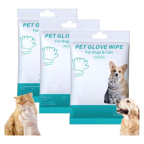 Gettoreach Spülfreie Hunde-Shampoo-Handschuhe, hypoallergene Haustier-Badetücher, perfekt für langhaarige Hunde, Hunde-Tücher, Reinigung, desodorierend, durchdringendes Fell, halten das Fell weich und von Hliloy