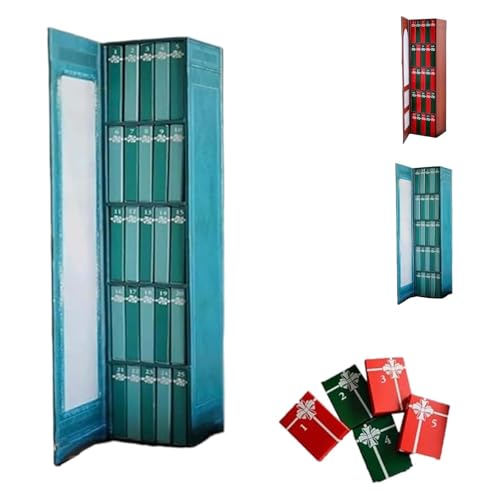 Mini-Adventskalender 2025, Halloween-Adventskalender mit 24 Büchern, Geschenk für Buchliebhaber, Weihnachten, Countdown-Kalender, kleines Bücherregal, Miniatur-Bibliothek, Urlaubsdekoration (blau) von Hliloy