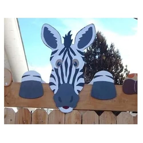 Zaun, Hof, Kunstdekoration, Nilpferd, Zaun oder Wandbehang, Hofkunst, Garten, Spielplatz, Dekoration, Outdoor-Dekorationen für Hof, Hof, Dekoration für den Außenbereich (Zebra) von Hliloy