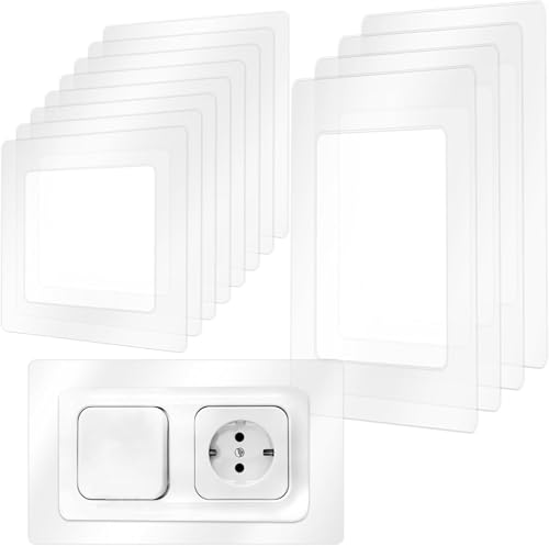 12 Stücke lichtschalter Schutz, wandschutz für lichtschalter,Tapetenschutz für Steckdose und Lichtschalter, Steckdosenblende, Unterputz-Schalterprogramme, 1-fach und 2-fach Set von Hlimior