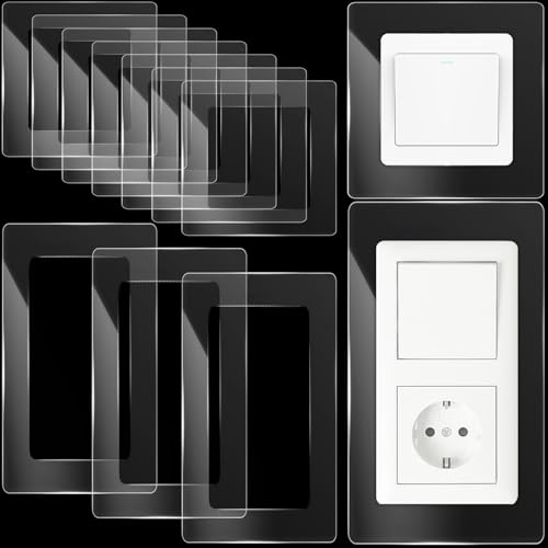 Hlimior 12 Stücke lichtschalter Schutz, 1.5mm wandschutz für lichtschalter, Tapetenschutz für Steckdose und Lichtschalter, Unterputz-Schalterprogramme, Steckdosenblende von Hlimior