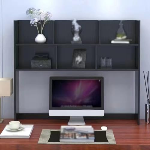 Bücherregal aus Holz für Den Schreibtisch Computer Schreibtisch-Organizer Home-Office-Rack Bücherregal aus Holz 2-stufiges Mehrzweck-Arbeitsplattenregal(Black,60cm/23.6in) von Hltdzer