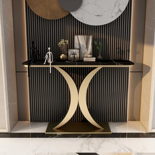 Einzigartiges Design Konsolentisch mit Tischplatte aus Steinplatte Konsolentisch Marmor Flurtisch Schmal Eingangstisch für Wohnzimmer, Schlafzimmer, Eingangshalle, Flur(B,120*30*80cm/47.2*11.8*31.5in) von Hltdzer