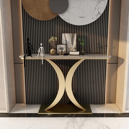 Einzigartiges Design Konsolentisch mit Tischplatte aus Steinplatte Konsolentisch Marmor Flurtisch Schmal Eingangstisch für Wohnzimmer, Schlafzimmer, Eingangshalle, Flur(C,150*30*80cm/59.1*11.8*31.5in) von Hltdzer