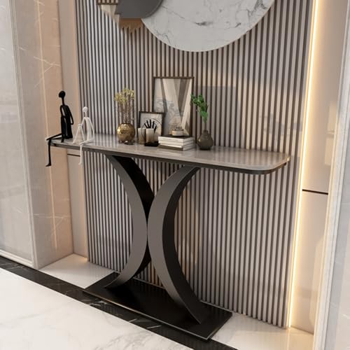 Einzigartiges Design Konsolentisch mit Tischplatte aus Steinplatte Konsolentisch Marmor Flurtisch Schmal Eingangstisch für Wohnzimmer, Schlafzimmer, Eingangshalle, Flur(E,150*30*80cm/59.1*11.8*31.5in) von Hltdzer