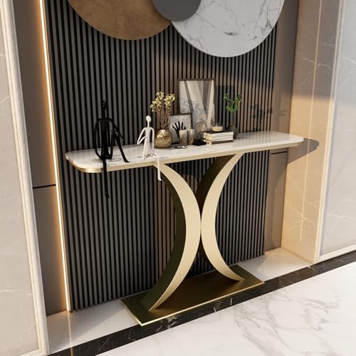 Einzigartiges Design Konsolentisch mit Tischplatte aus Steinplatte Konsolentisch Marmor Flurtisch Schmal Eingangstisch für Wohnzimmer, Schlafzimmer, Eingangshalle, Flur(A,120*30*80cm/47.2*11.8*31.5in) von Hltdzer