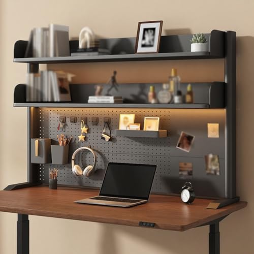 Großes Computer-Schreibtisch-Bücherregal aus Metall Vielseitig Einsetzbar Platzsparend für die Arbeitsplatte, Aufbewahrungsregal für Den Schreibtisch für Wohnheim, Büro(Black,100*95cm/39*37.4in) von Hltdzer