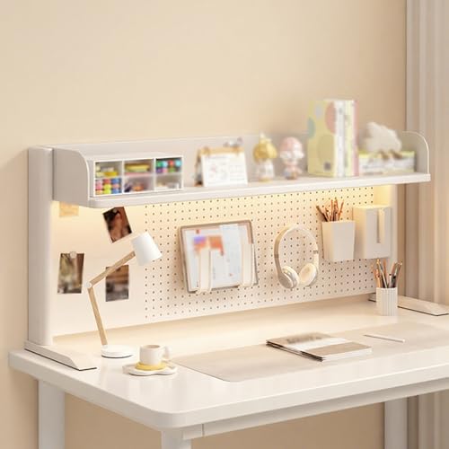 Großes Computer-Schreibtisch-Bücherregal aus Metall Vielseitig Einsetzbar Platzsparend für die Arbeitsplatte, Aufbewahrungsregal für Den Schreibtisch für Wohnheim, Büro(White,60*38cm/24*15in) von Hltdzer