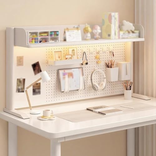 Großes Computer-Schreibtisch-Bücherregal aus Metall Vielseitig Einsetzbar Platzsparend für die Arbeitsplatte, Aufbewahrungsregal für Den Schreibtisch für Wohnheim, Büro(White,60*63cm/24*24.8in) von Hltdzer