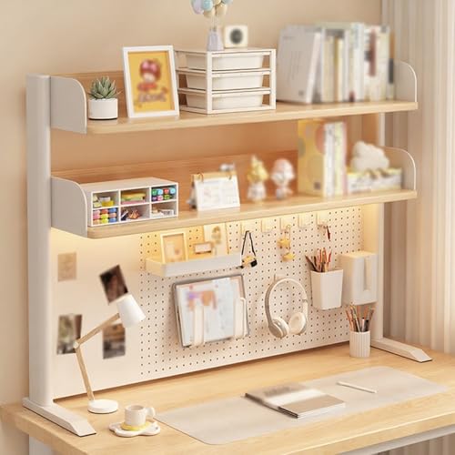 Großes Computer-Schreibtisch-Bücherregal aus Metall Vielseitig Einsetzbar Platzsparend für die Arbeitsplatte, Aufbewahrungsregal für Den Schreibtisch für Wohnheim, Büro(Wood,100*95cm/39*37.4in) von Hltdzer