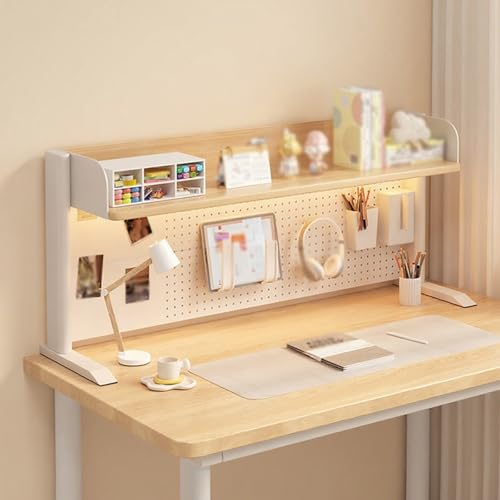 Großes Computer-Schreibtisch-Bücherregal aus Metall Vielseitig Einsetzbar Platzsparend für die Arbeitsplatte, Aufbewahrungsregal für Den Schreibtisch für Wohnheim, Büro(Wood,60*38cm/24*15in) von Hltdzer