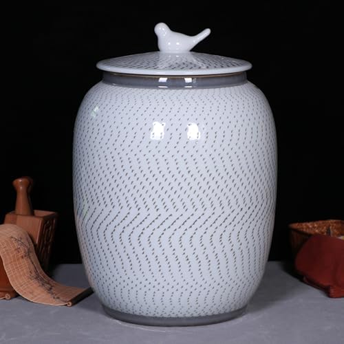 Haushalts-Reisbehälter Mit Deckel Großer Keramik-Reisbehälter Mit Deckel Aufbewahrungsbehälter Für Mehl Und Getreide Reis Aufbewahrungsbox Für Küche(White,20lb/10kg) von Hltdzer