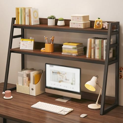 Hltdzer 2-stufiges Leiter-Lagerregal Platzsparender Schreibtischaufsatz aus Metall für Wohnheime, Schreibtisch-Bücherregal Schreibtischaufsatz für Das Home-Office, Wohnheim(Black,115/45.3in) von Hltdzer