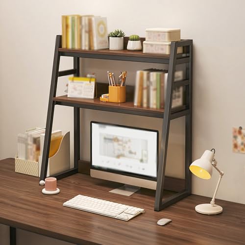 Hltdzer 2-stufiges Leiter-Lagerregal Platzsparender Schreibtischaufsatz aus Metall für Wohnheime, Schreibtisch-Bücherregal Schreibtischaufsatz für Das Home-Office, Wohnheim(Black,55/21.7in) von Hltdzer