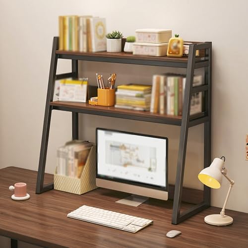 Hltdzer 2-stufiges Leiter-Lagerregal Platzsparender Schreibtischaufsatz aus Metall für Wohnheime, Schreibtisch-Bücherregal Schreibtischaufsatz für Das Home-Office, Wohnheim(Black,75/29.5in) von Hltdzer