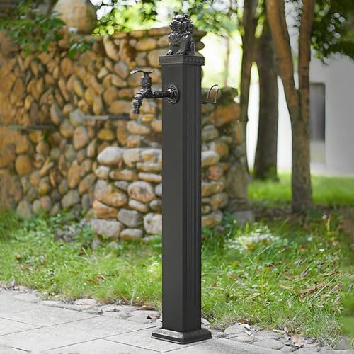 Hltdzer Quadratische Außen-Wassersäule aus Edelstahl für Garten Wasserspender mit Hydrant und Springbrunnen Freistehender Feuerwehrhahn Ideal für Garten, Farm, Ranch(116cm/45.7in) von Hltdzer
