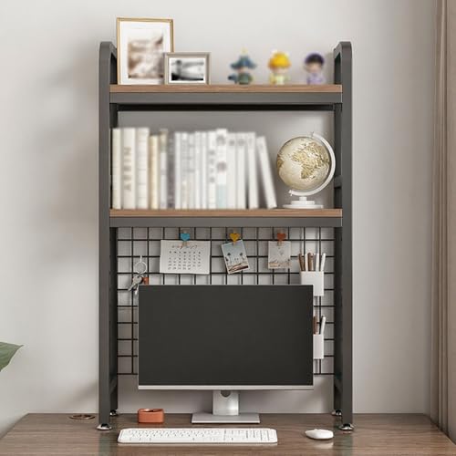 Hltdzer Schreibtisch-Bücherregal Computertisch Bücherregal Lagerregal Mehrzweck-Schreibtischaufsatz aus Metall Schreibtisch-Organizer für Wohnheime Regal für Zuhause(Black Double Layer,55/21.7in) von Hltdzer