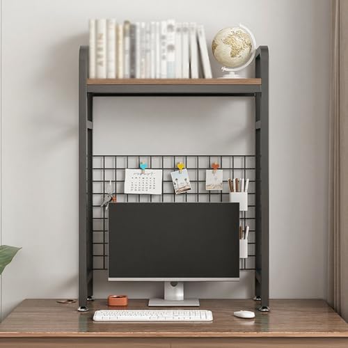 Hltdzer Schreibtisch-Bücherregal Computertisch Bücherregal Lagerregal Mehrzweck-Schreibtischaufsatz aus Metall Schreibtisch-Organizer für Wohnheime Regal für Zuhause(Black Single Layer,55/21.7in) von Hltdzer