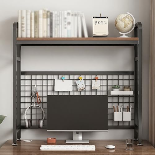 Hltdzer Schreibtisch-Bücherregal Computertisch Bücherregal Lagerregal Mehrzweck-Schreibtischaufsatz aus Metall Schreibtisch-Organizer für Wohnheime Regal für Zuhause(Black Single Layer,95/37.4in) von Hltdzer